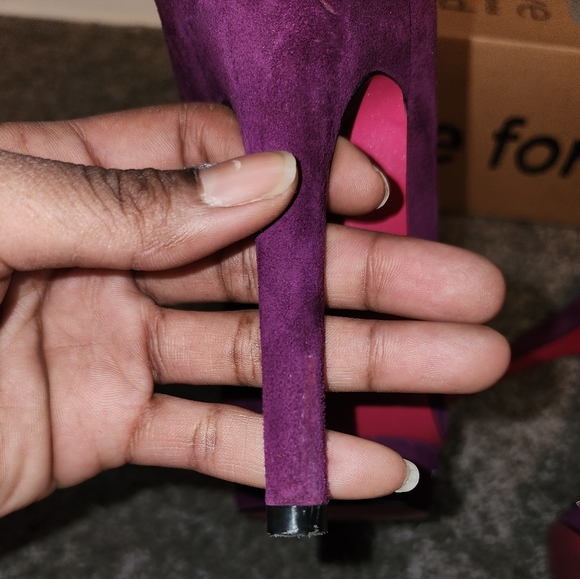 Purple & pink Paris Hilton faux suede heel (heel is 5 inches) size 9.5 - Picture 7 of 7